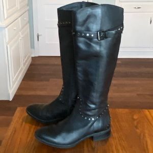Women’s Sam Edelman leather Paxton silver studded tall riding boots Sz 8.5,